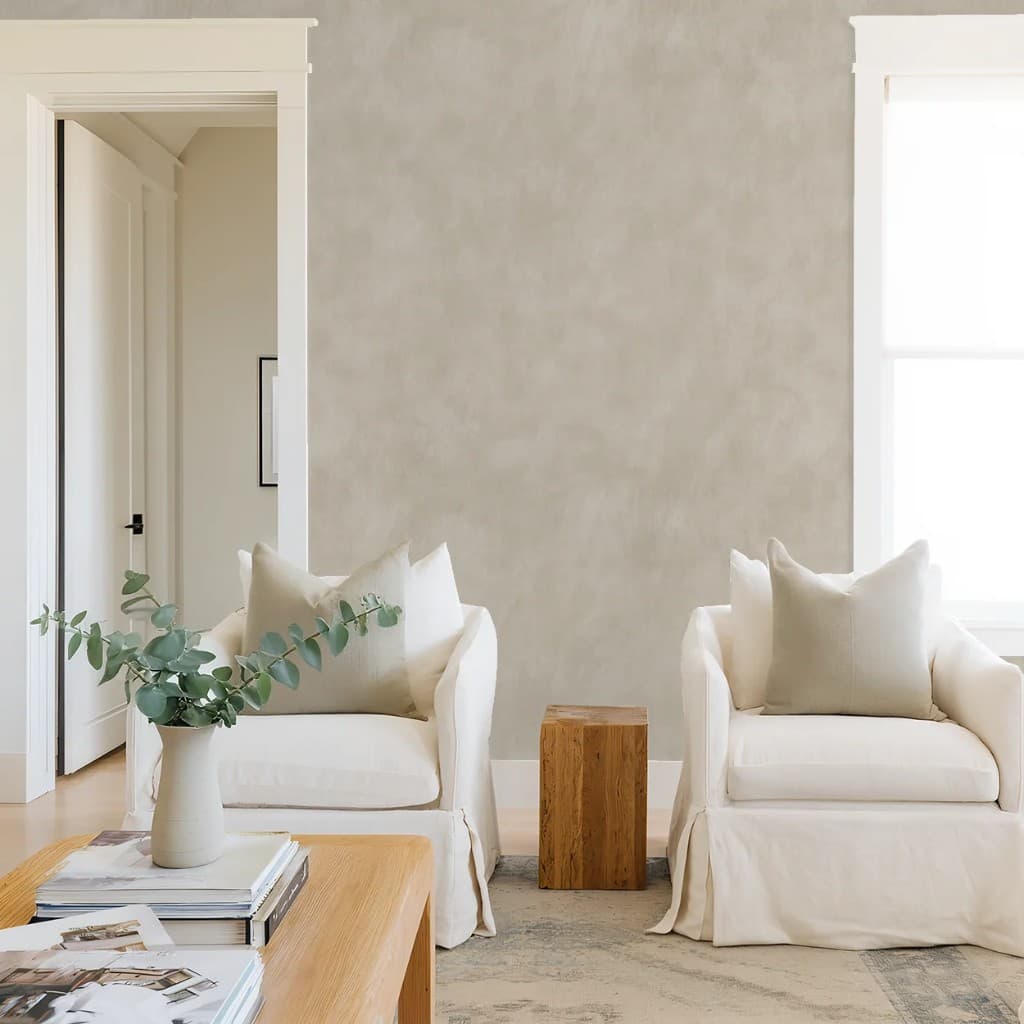 Limewash Cloud-Effect Akzentwand im Wohnzimmer